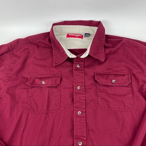 Wrangler Button Up Shirt Mens 3XL Red Pockets Long Sleeve - Picture 3 of 9